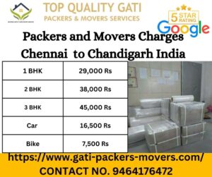 Gati Packers and Movers Chennai to Chandigarh Charges